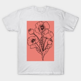 Drawing of a poppy T-Shirt